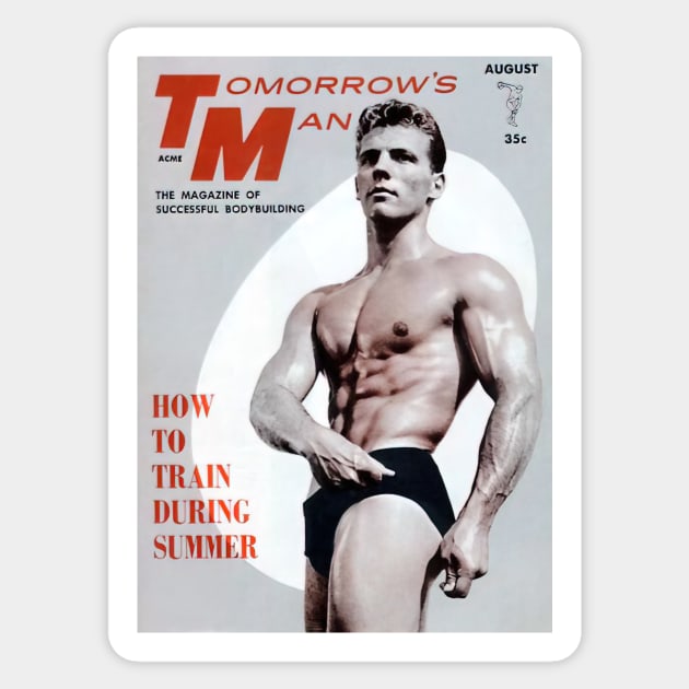 TOMORROW'S MAN Bodybuilding - Vintage Physique Muscle Male Model Magazine Cover Sticker by SNAustralia